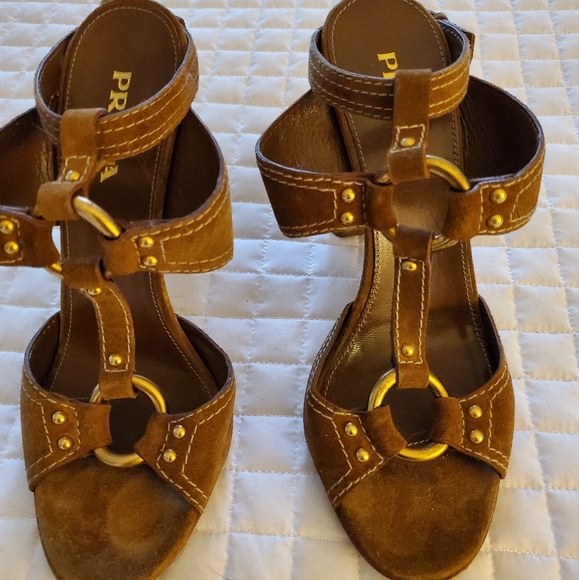 Prada Studded Heels Sandals 8 - Picture 3 of 6